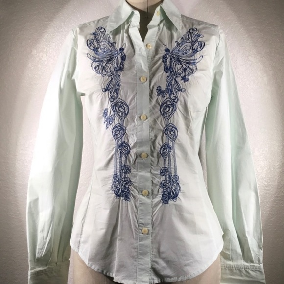 Johnny Was Tops - 3J Workshop by Johnny Was Long Sleeve Embroidered Top S NWT